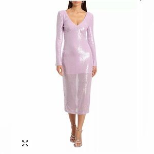 Avec Les Filles Sequined Lilac Bodycon Midi Dress